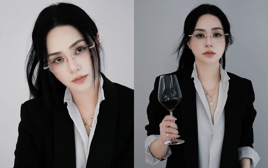 干练西装配无框眼镜 阿娇展现御姐魅力配图
