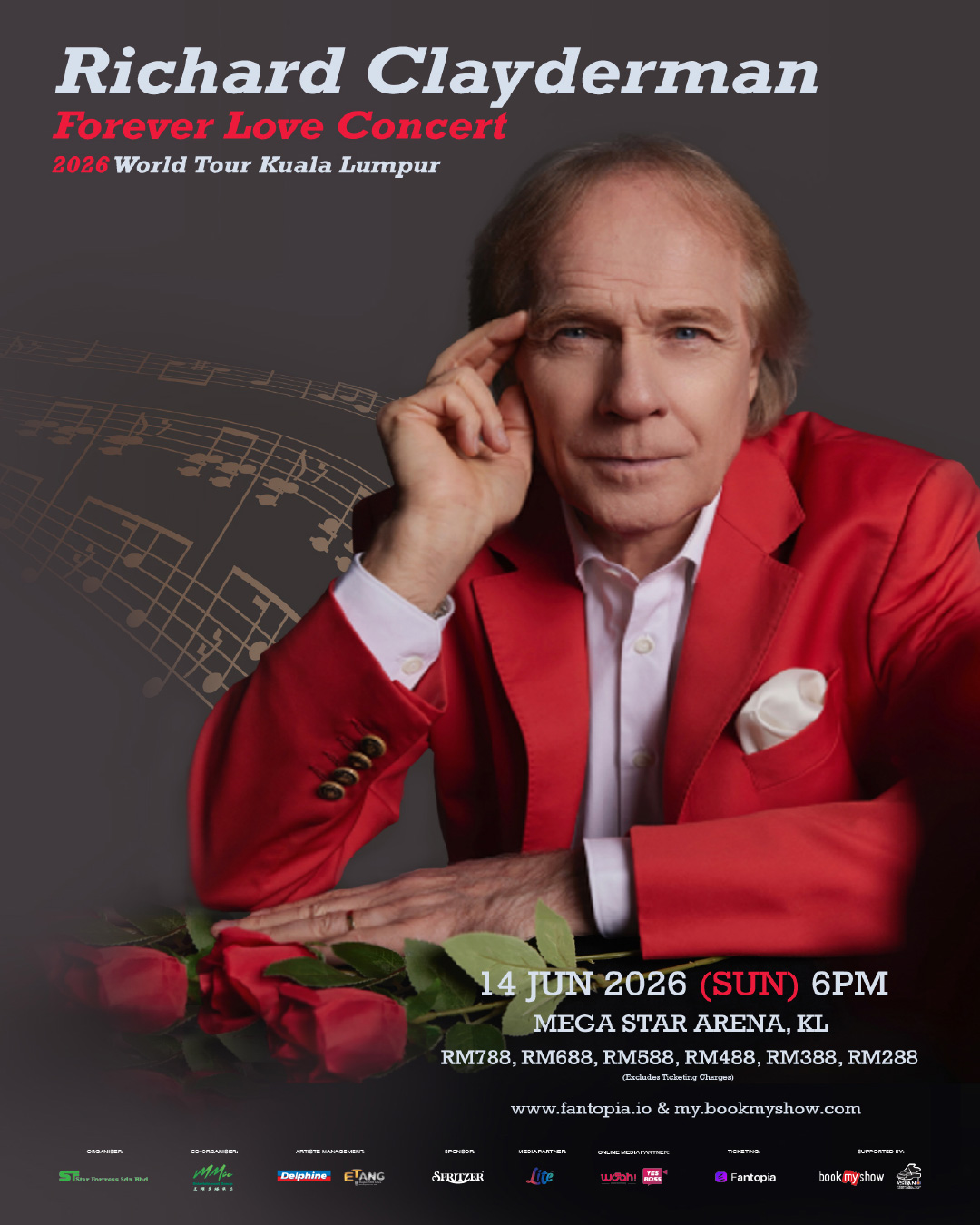 【好康】送钢琴大师Richard Clayderman《Forever Love Concert 2026 World Tour》门票 得奖者出炉配图