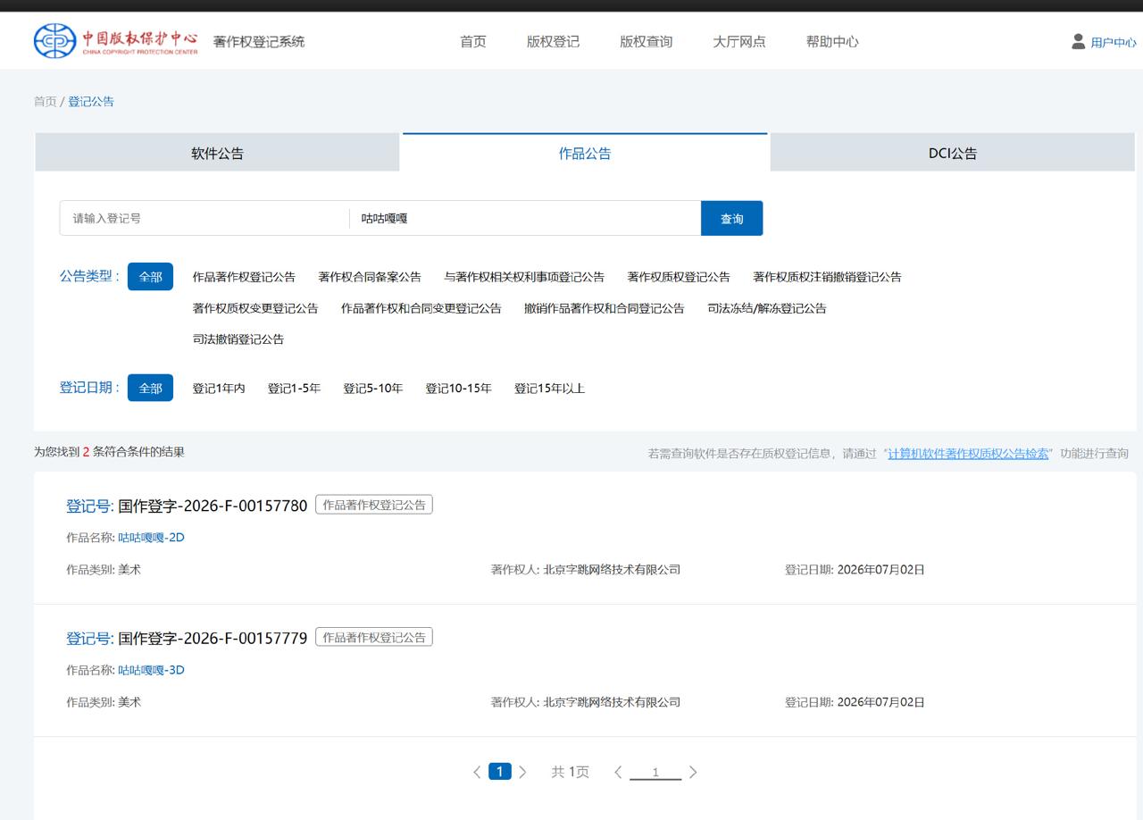 热议｜字节申请“咕咕嘎嘎“等网络梗的著作权配图 1
