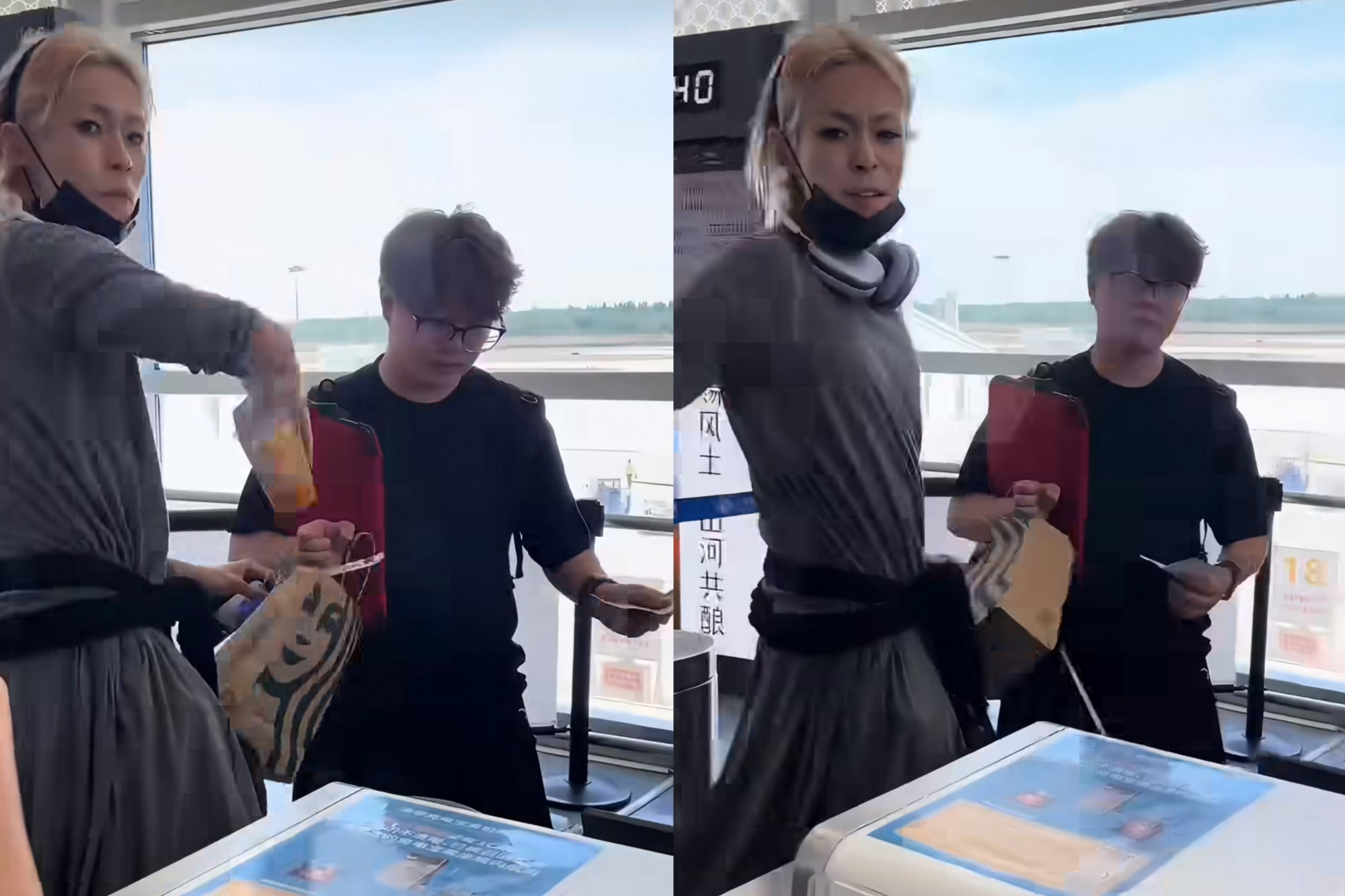 中国男星遭私生饭逼到失控 机场怒泼饮料亲自拖地配图