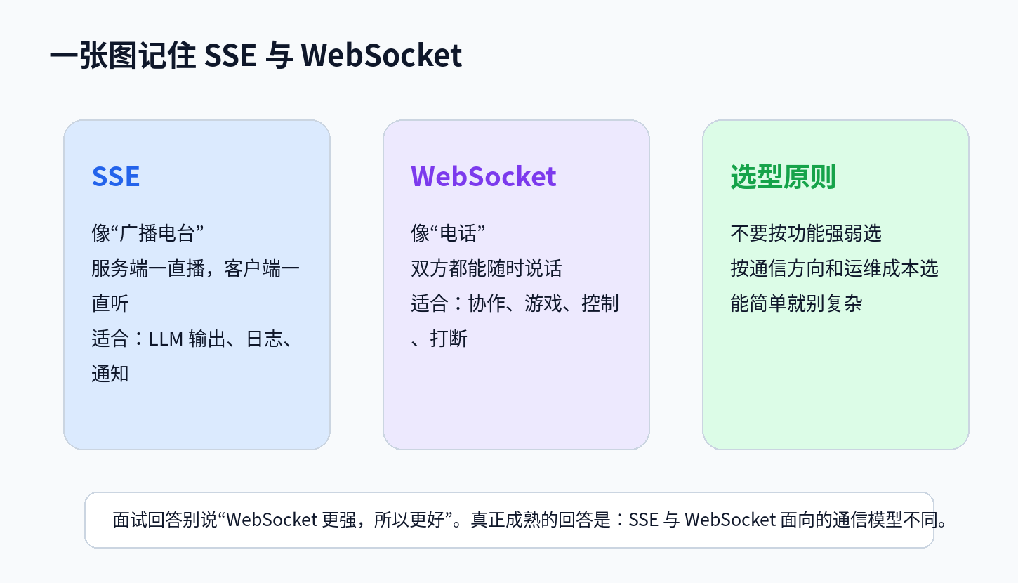 说说 WebSocket 和 SSE 通信的区别及局限性？配图