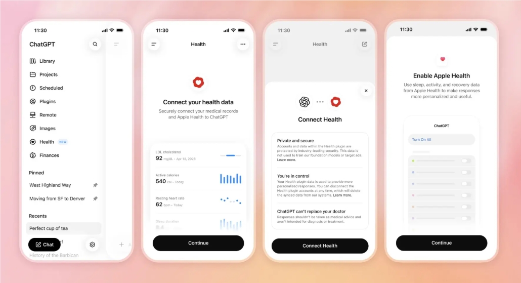 ChatGPT Health 全美敞开:接入 Apple Health 与电子病历,你的体检单它能读懂了配图