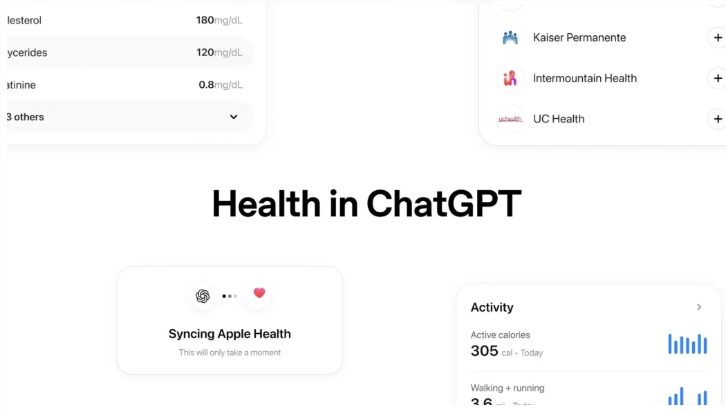 ChatGPT Health 全美敞开:接入 Apple Health 与电子病历,你的体检单它能读懂了配图